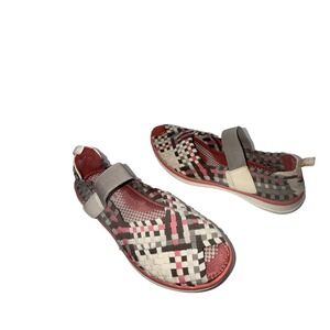 Croft & Barrow Grey‎ Pink 8.5 Open Toe Mary Jane Shoes Summer, Beachy, Vacation